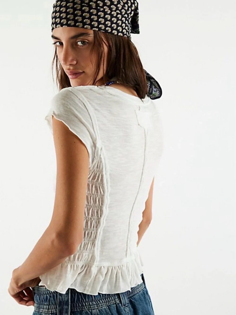 NWT Free People We The Free Sylvie Tee Size XL- White